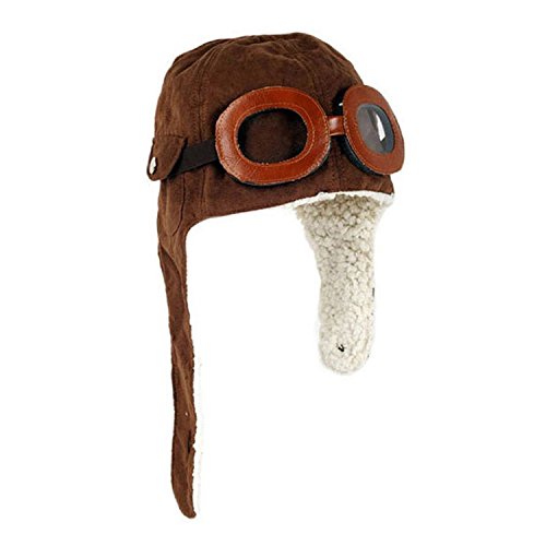 Gorro de aviador para bebés niños, cálido, diseño con de gafas de protección marrón marrón