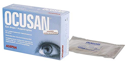 Gotas para los ojos Ocusan® | Lágrimas artificiales para ojos secos | Apto para lentes de contacto | Completamente sin conservantes | Ácido hialurónico