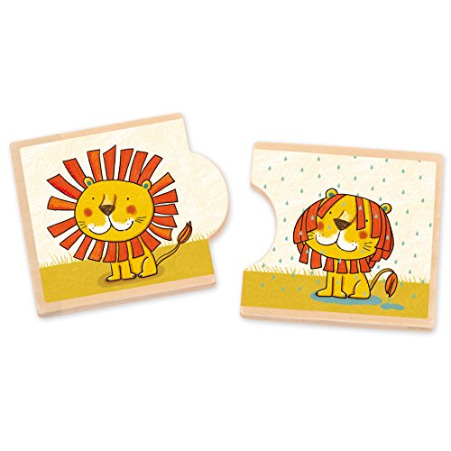 Goula 10 puzzles de 2 piezas de madera con animales de la selva , color/modelo surtido