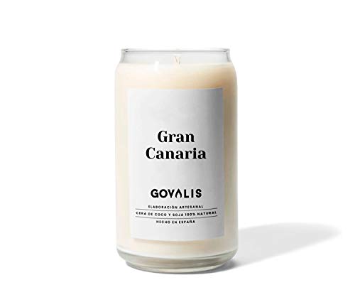 GOVALIS Vela Gran Canaria | Perfumadas y Aromáticas | Cera de Soja & Coco 100% Natural – Velas Recuerdos Relajación Decorativas Yoga Grandes Blancas Cumpleaños Regalos Originales – 70-90 h – 390 g