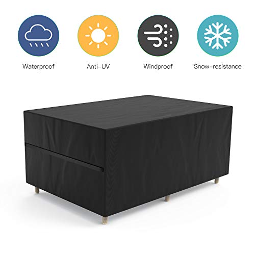 Govvay Cubierta de Muebles de Jardín Funda Protectora para Muebles Impermeable Anti-UV 420D Oxford Protección Exterior Muebles de Jardín Sofá,Mesa,Silla Negro(242x162x100cm)