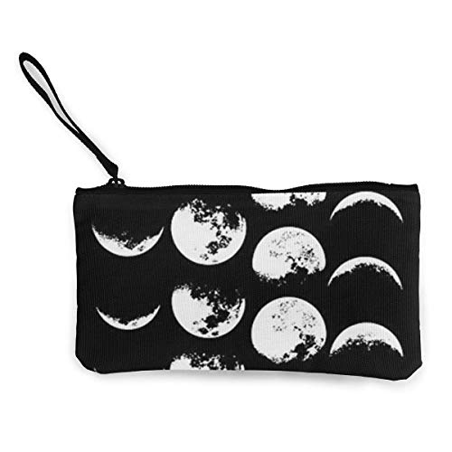 Gpedadf13 Unisex Fases Lunares Cremallera Lienzo Monedero Monedero, Bolsa de Maquillaje, Bolsa para Celular con asa