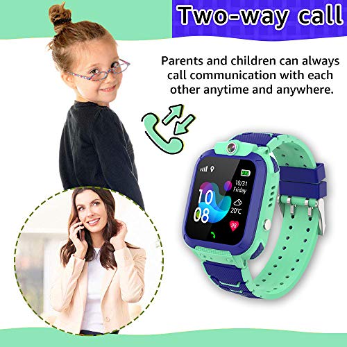 GPS Reloj Smartwatch para niños, impermeable GPS Rastreador Reloj anti-perdida de teléfonos inteligentes SOS, llamada bidireccional juegos matemáticas - regalo para para Niños Niña 3-12 Años, PINK