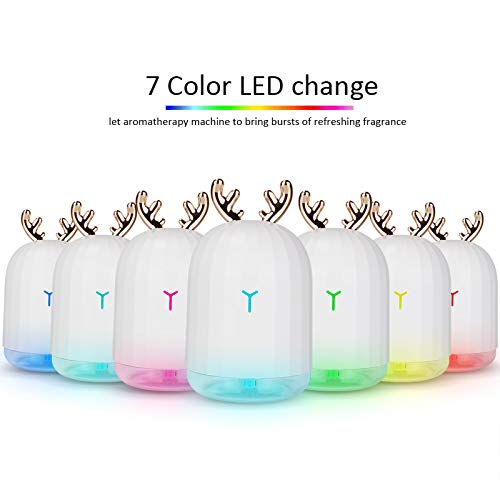 GQNLY Humidificador Animal Lindo, Mini humidificador de Niebla de 220ML USB con luz de la Noche de 7 Colores led para el Coche casero Yoga bebé,Pinkrabbit