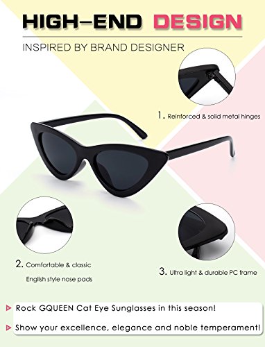 GQUEEN Gafas Vintage Clout Lentes de sol tipo ojo de gato Estilo a la moda y con protección UV lentes tipo Kurt Cobain,GQZ7
