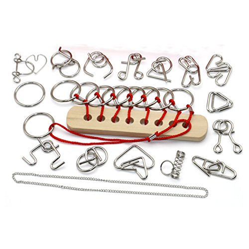 Gracelaza 16 Piezas Juguetes Mágicos de Alambre de Metal Set - 3D Rompecabezas Brain Teaser Puzzle - IQ Inteligencia Juguete Educativo - Juego Niños y Adolescentes