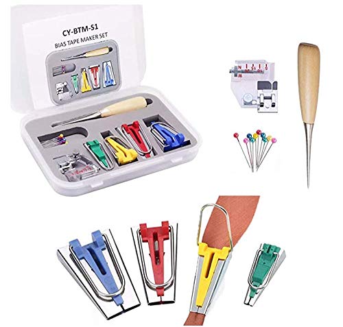 gracosy fabricantes de cinta de bies Bias Tape Maker 4 tamaños 6mm 12mm 18mm 25mm coser acolchados herramientas DIY soltero/doble doblez