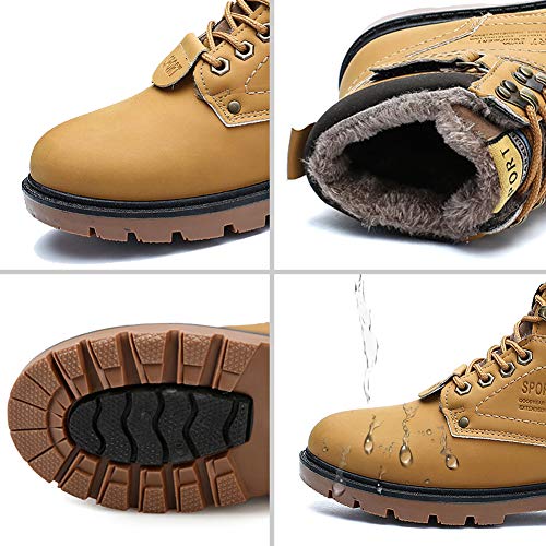 gracosy Hombre Botas de Nieve Invierno Trekking Zapatos 2020 Calientes Sneakers Antideslizante Botines Al Aire Libre Senderismo Cordones Negro,Talla pequeña