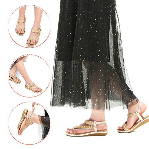 gracosy Sandalias Planas Verano Mujer Estilo Bohemia Zapatos para Mujer de Dedo Sandalias Talla Grande Cinta Elástica Casuales de Playa Chanclas Romanas de Mujer 2020 Rhinestone de Moda