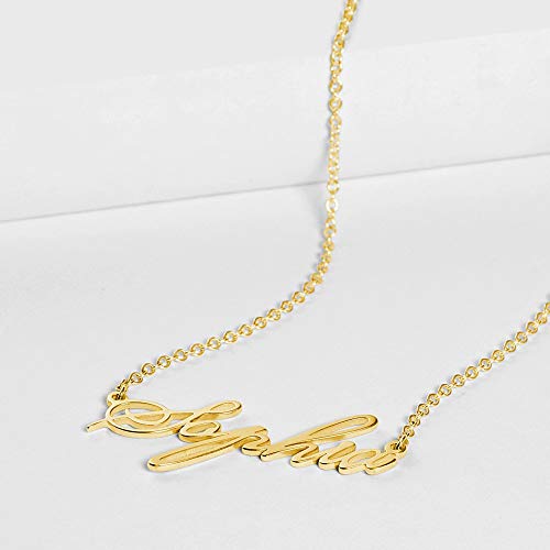 Grand Made Name Necklace Collar para mujer con nombre 925 joyería de plata esterlina para madre hermana Regalo personalizado de San Valentín (Gold, Plata)