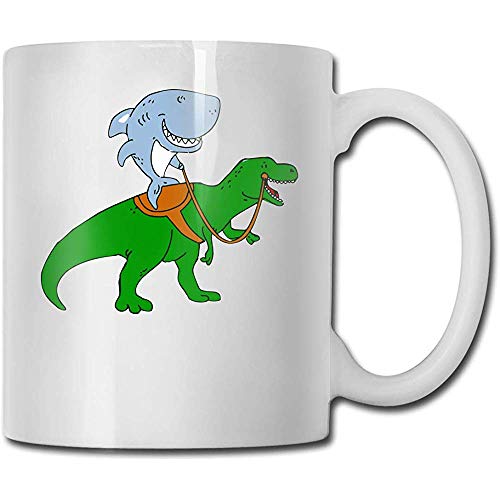 Grande squalo bianco in sella a una tazza da caffè in ceramica minimalista elegante T Rex in ceramica