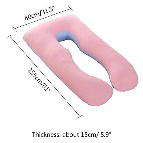 Grandma Shark Almohada de Maternidad de algodón en Forma de U y Almohada de Maternidad con (Rosa 155cm)