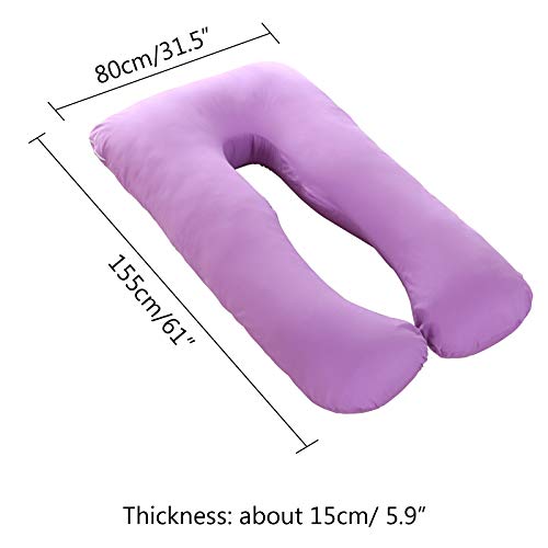 Grandma Shark Almohada de Maternidad de algodón en Forma de U y Almohada de Maternidad con (Violeta 155cm)