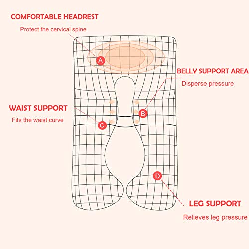 Grandma Shark Almohada de Maternidad de algodón en Forma de U y Almohada de Maternidad con (Violeta 155cm)