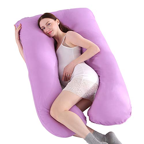 Grandma Shark Almohada de Maternidad de algodón en Forma de U y Almohada de Maternidad con (Violeta 155cm)