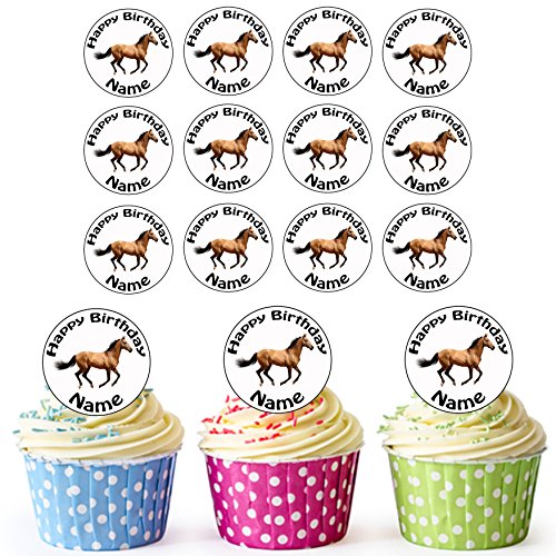 Granja Caballo 24 personalizado comestible cupcake toppers/adornos de tarta de cumpleaños – fácil troquelada círculos