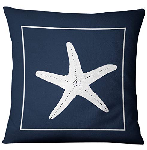 Granty Azul Ancla Marinero náutica cojín Cubierta, Estilo Marino Lino Almohada Caso hogar Tela sofá Mediterráneo Funda de cojín 45 * 45CM, Juego de 5