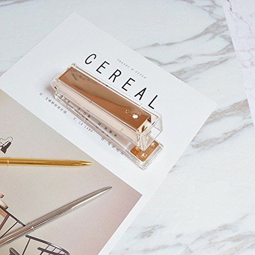 Grapadora acrílica de oro rosa Grapadora de escritorio de lujo con diseño moderno clásico Accesorios de oficina y escritorio elegantes Idea de regalo