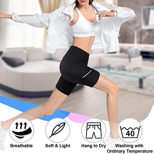 GRAT.UNIC Pantalón Corto Deportivo para Mujer, Running Pantalones Cortos de Yoga con Bolsillo Lateral, Fitness Mallas Deportivas (Negro, S)