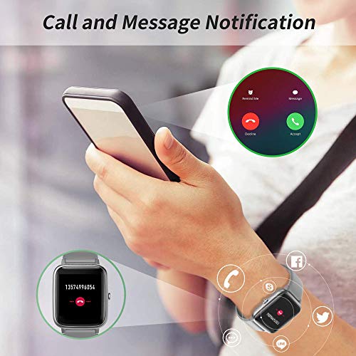 GRDE Reloj Inteligente Mujer, Smartwatch Hombre con Monitoreo del (Pulsómetro/Cardíaco/Sueño) Reloj 5ATM Impermeable con Podómetro Caloría GPS, Relojes con Despertador y Cronómetro para iPhone Xiaomi