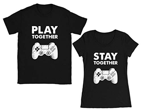 Green Turtle T-Shirts Play Together Stay Together - Regalo Parejas San Valentín Hombre Negro XX-Large/Mujer Negro X-Large