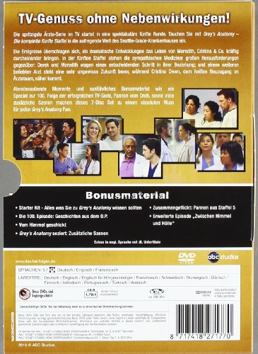 Grey's Anatomy: Die jungen Ärzte - Die komplette 5. Staffel [Alemania] [DVD]