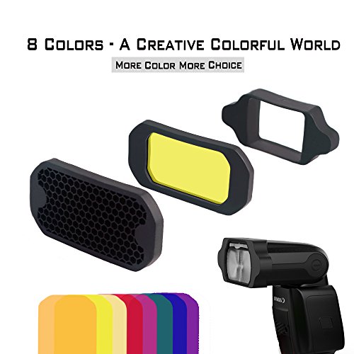 Grid y Set de Gel para Flash Kit de filtros de Color Filtro de iluminación para Canon, Nikon, Sony, Godox, Yongnuo cámara de luz de Flash