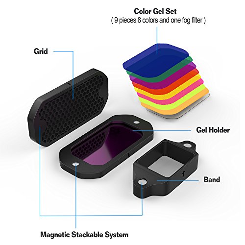 Grid y Set de Gel para Flash Kit de filtros de Color Filtro de iluminación para Canon, Nikon, Sony, Godox, Yongnuo cámara de luz de Flash