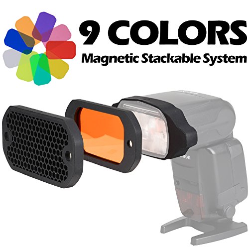 Grid y Set de Gel para Flash Kit de filtros de Color Filtro de iluminación para Canon, Nikon, Sony, Godox, Yongnuo cámara de luz de Flash