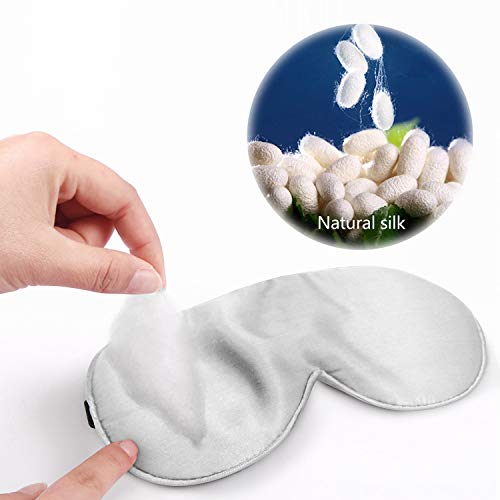 Gritin Antifaz para Dormir, 100% Anti-Luz Opaco Cómoda Agradable para la Piel Tela de Seda Natural Puro y Puros de Algodón Relleno Antifaces Máscara(Gris)