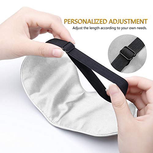 Gritin Antifaz para Dormir, 100% Anti-Luz Opaco Cómoda Agradable para la Piel Tela de Seda Natural Puro y Puros de Algodón Relleno Antifaces Máscara(Gris)