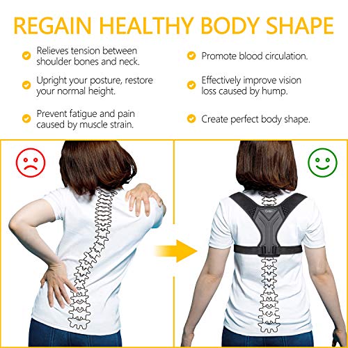 Gritin Corrector de Postura, Corrector de Postura Espalda Hombro para Hombre y Mujer Ajustable Faja Espalda Recta Soporte Transpirable Ligero Alta Elasticidad para Aliviar Dolor y Mejorar Postura