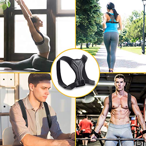 Gritin Corrector de Postura, Corrector de Postura Espalda Hombro para Hombre y Mujer Ajustable Faja Espalda Recta Soporte Transpirable Ligero Alta Elasticidad para Aliviar Dolor y Mejorar Postura