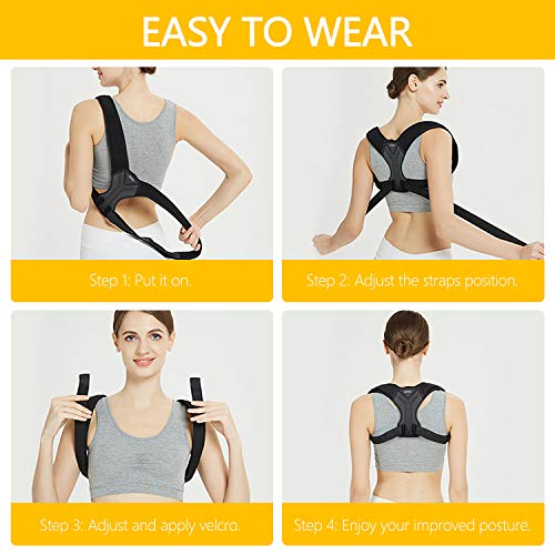 Gritin Corrector de Postura, Corrector de Postura Espalda Hombro para Hombre y Mujer Ajustable Faja Espalda Recta Soporte Transpirable Ligero Alta Elasticidad para Aliviar Dolor y Mejorar Postura