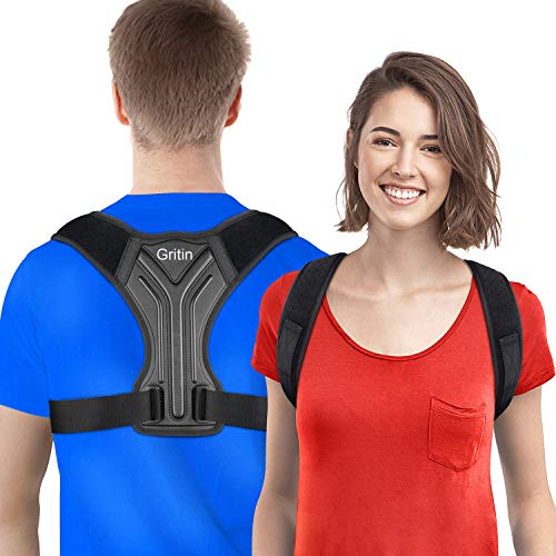 Gritin Corrector de Postura, Corrector de Postura Espalda Hombro para Hombre y Mujer Ajustable Faja Espalda Recta Soporte Transpirable Ligero Alta Elasticidad para Aliviar Dolor y Mejorar Postura