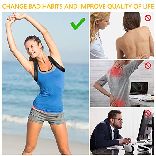 Gritin Corrector de Postura, Corrector de Postura Espalda Hombro para Hombre y Mujer Ajustable Faja Espalda Recta Soporte Transpirable Ligero Alta Elasticidad para Aliviar Dolor y Mejorar Postura
