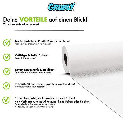 GRUBly Camino de Mesa Boda Blanca | Calidad AIRLAID | Decoración Dorada en Papel gofrado | Mesa Boda Cumpleaños Bautizo Compromiso Celebración Fiesta de Empresa Comunión Confirmación | 30 cm x 20 m