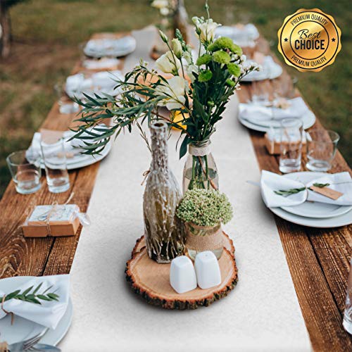 GRUBly Camino de Mesa Boda Blanca | Calidad AIRLAID | Decoración Dorada en Papel gofrado | Mesa Boda Cumpleaños Bautizo Compromiso Celebración Fiesta de Empresa Comunión Confirmación | 30 cm x 20 m