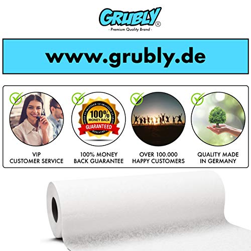 GRUBly Camino de Mesa Boda Blanca | Calidad AIRLAID | Decoración Dorada en Papel gofrado | Mesa Boda Cumpleaños Bautizo Compromiso Celebración Fiesta de Empresa Comunión Confirmación | 30 cm x 20 m