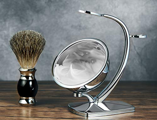 GRUTTI Juego de maquinillas de afeitar para hombres, de afeitadora manual con soporte resistente Cepillo de cuenco de jabón (Fusion 5) Ideal para Navidad año