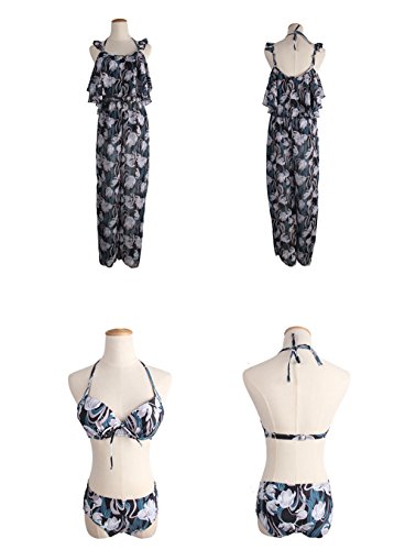 GSPYZ Traje de baño Traje de baño Mujer de Tres Piezas de SPA pequeño Incienso Viento Batas Cubierta Vientre era Delgada Traje de baño Conservador Femenino (Tamaño : XL)