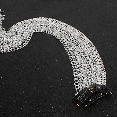 GSYYSZD Cadena de Cabello Largo, Extensiones Multicadena Cadena de Plata Punk Hip-Hop Cola de Caballo Borla Fiesta Tocado de Moda Metal No se desvanece Diadema para niñas Clip para el Cabello Perla