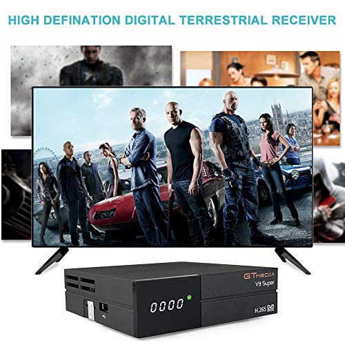GT Media V9 Super DVB S2 Decodificador de Receptor de Satélite Digital Freesat H.265 1080P Full HD WiFi Incorporado Compatible con Ccam, Newcam, IPTV, Youtube, PVR, PowerVu, Dre y Biss Clave