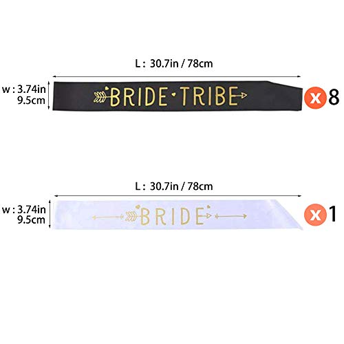 GTIWUNG 9 Piezas Novia a ser Sash and Bride Tribe Fajas, Fajas Tribu, Bandas Despedida Soltera, Fajín Fajín, Party Hen Sashes, Decoración de Fiesta de Gallina Noche