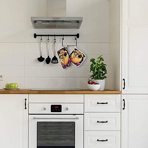 Guantes de aislamiento Wenxiupin Peonía, ojos, cuernos, calaveras y misticismo profesionales resistentes al calor, incluye guantes aislados y almohadillas cuadradas aisladas.