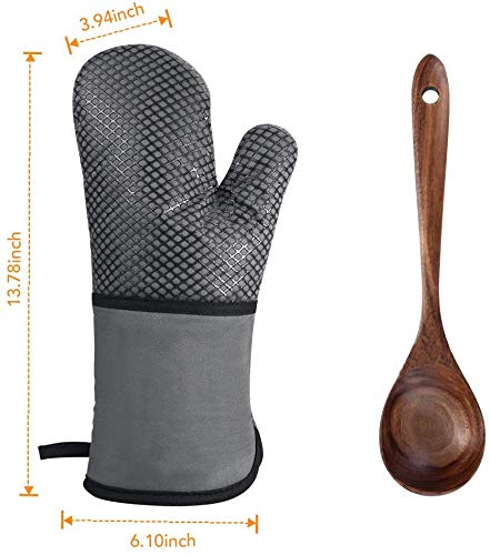 Guantes de Horno,Guantes de Horno de Cocina con Silicona,Guantes de Barbacoa Guantes para Hornear Resistentes al Calor hasta 500 °F,Algodón Antideslizante para Cocinar,Asar,Hornear,Barbacoa,1 par