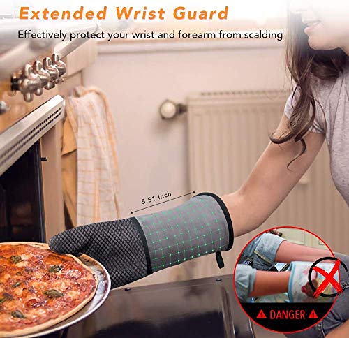 Guantes de Horno,Guantes de Horno de Cocina con Silicona,Guantes de Barbacoa Guantes para Hornear Resistentes al Calor hasta 500 °F,Algodón Antideslizante para Cocinar,Asar,Hornear,Barbacoa,1 par