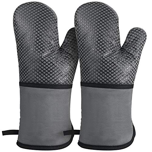 Guantes de Horno,Guantes de Horno de Cocina con Silicona,Guantes de Barbacoa Guantes para Hornear Resistentes al Calor hasta 500 °F,Algodón Antideslizante para Cocinar,Asar,Hornear,Barbacoa,1 par