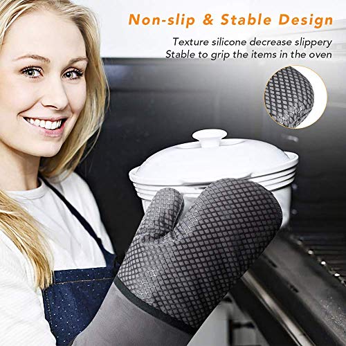 Guantes de Horno,Guantes de Horno de Cocina con Silicona,Guantes de Barbacoa Guantes para Hornear Resistentes al Calor hasta 500 °F,Algodón Antideslizante para Cocinar,Asar,Hornear,Barbacoa,1 par