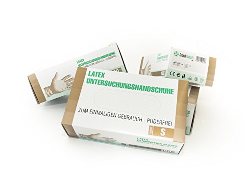 Guantes de látex Caja de 100 piezas (S, blanco) sin polvo guantes desechables, guantes de examen, no estériles